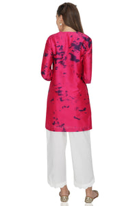 Maroon Tie and Dye Chanderi Silk Kurta
