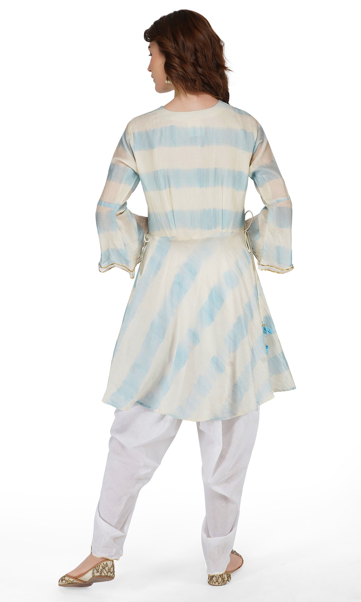 Blue Tie and Dye Dhoti Suit - Set of 3