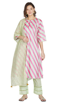 Sea Green Striped Suit- Set of 3