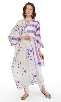 Blue Tie and Dye Dhoti Suit - Set of 3