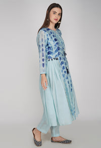 Blue Tie and Dye Chanderi Silk Kurta