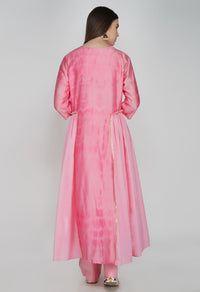 Pink Tie and Dye Chanderi Silk Kurta