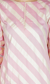 Pink Striped Kurta with Pants- Set of 2
