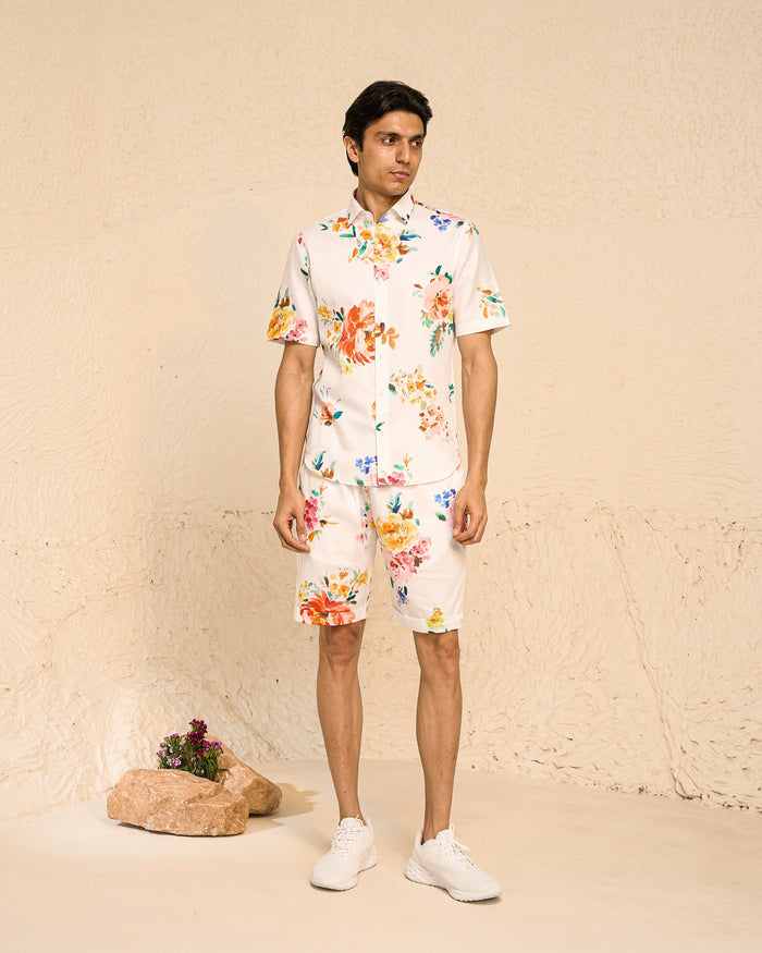 Tropical Men - White Printed Co-Ord - Set of 2