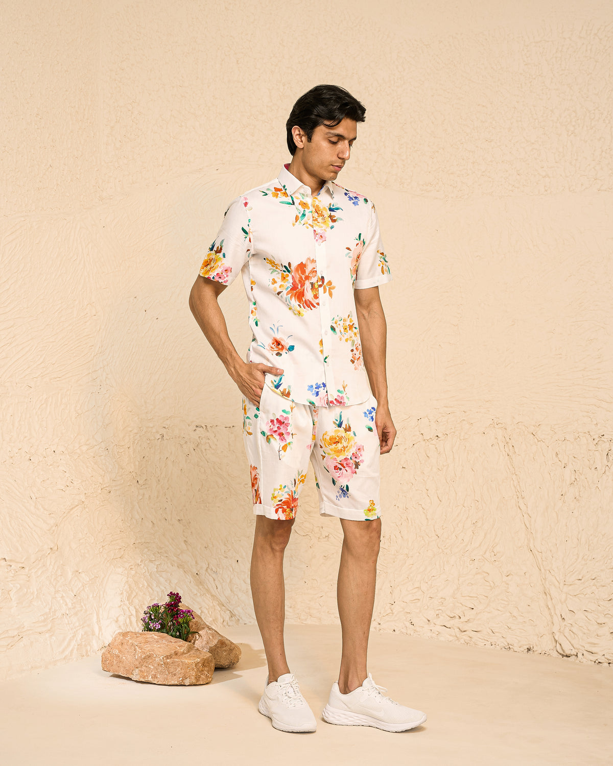 Tropical Men - White Printed Co-Ord - Set of 2