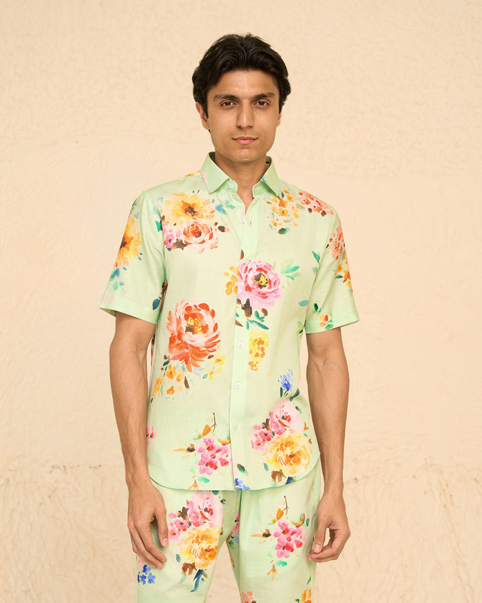 Tropical Men - Mint Printed Shirt