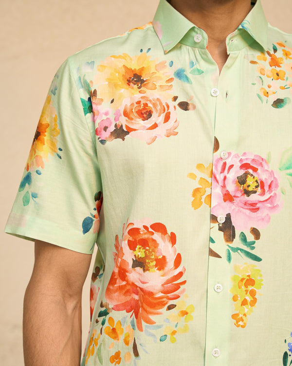 Tropical Men - Mint Printed Shirt