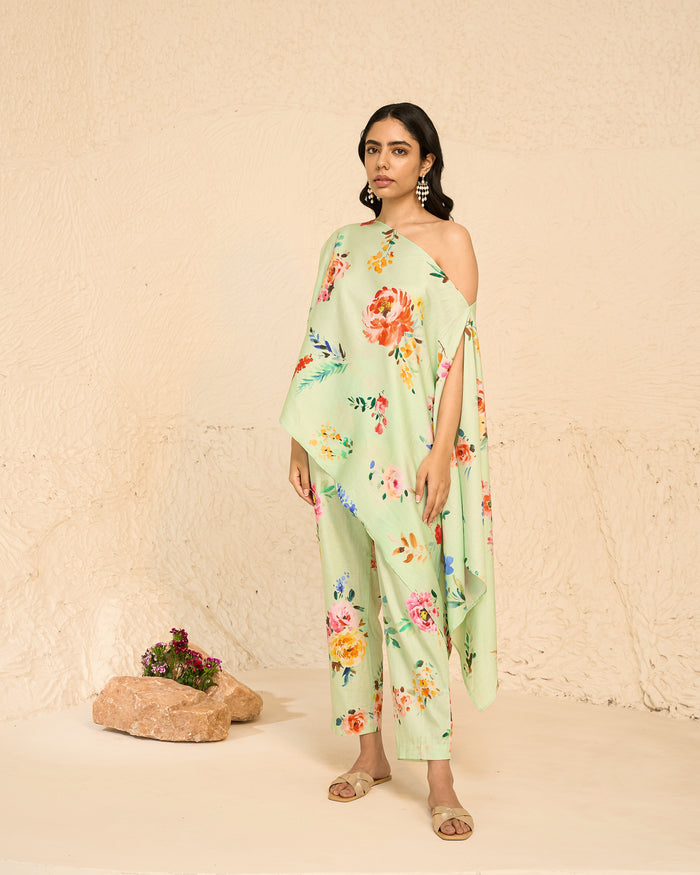 Tropical- Mint Printed Kaftan - Set of 2