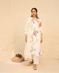 Tropical- White Printed Kurta - Set of 3