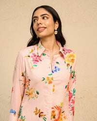 Tropical- Pink Printed Shirt Co-Ord - Set of 2