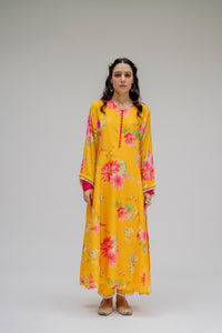 Baagh- Yellow Floral Printed Suit - Set of 3