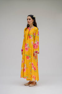 House of Misu in Baagh- Yellow Floral Printed Suit - Set of 3