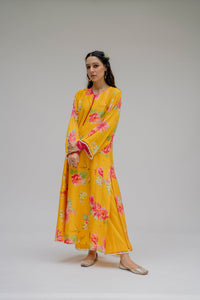 House of Misu in Baagh- Yellow Floral Printed Suit - Set of 3