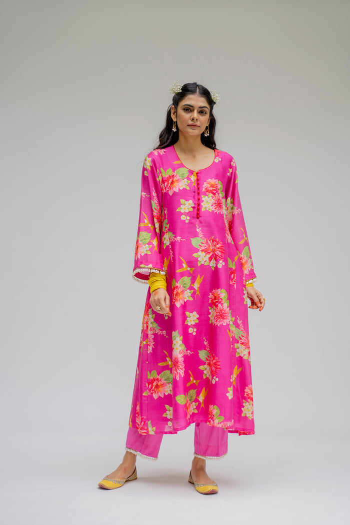 Baagh- Pink Printed Kurta - Set of 2