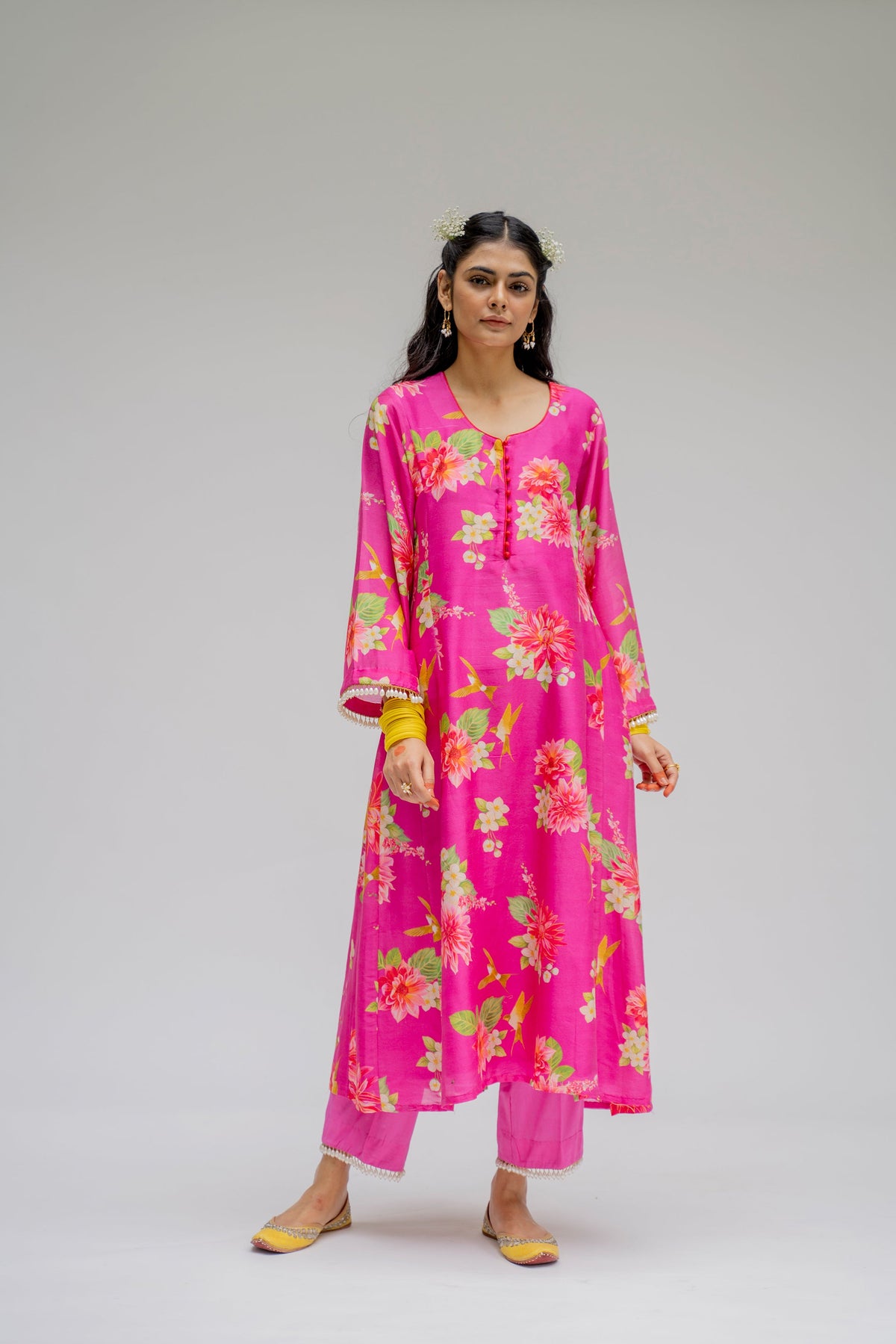 House of Misu in Baagh- Pink Printed Suit - Set of 3