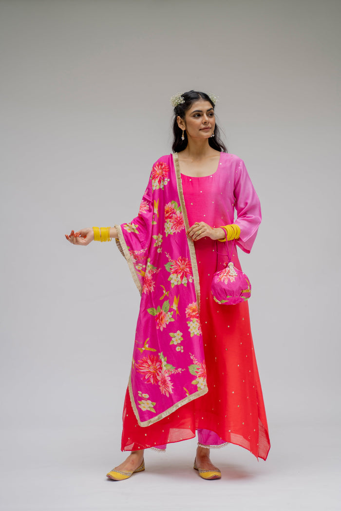 Baagh- Pink Printed Dupatta