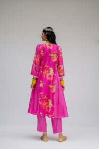 Baagh- Pink Printed Side Panel Suit - Set of 3