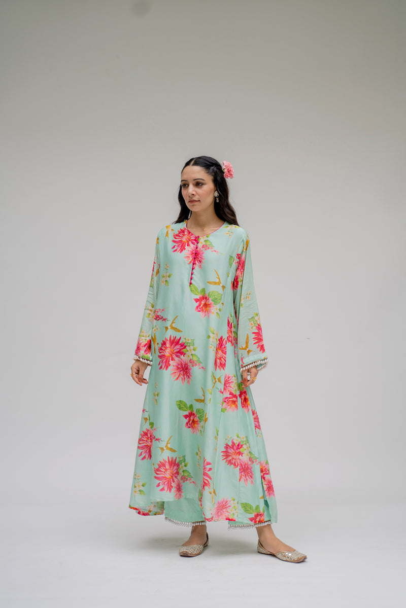 Baagh- Mint Printed Suit - Set of 3