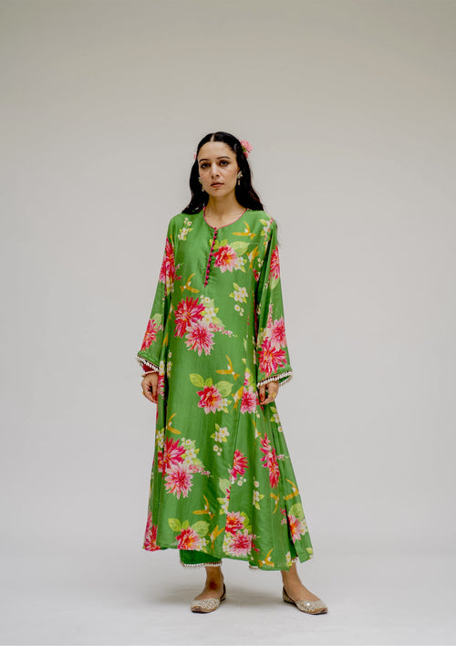 Baagh- Green Printed Suit - Set of 3
