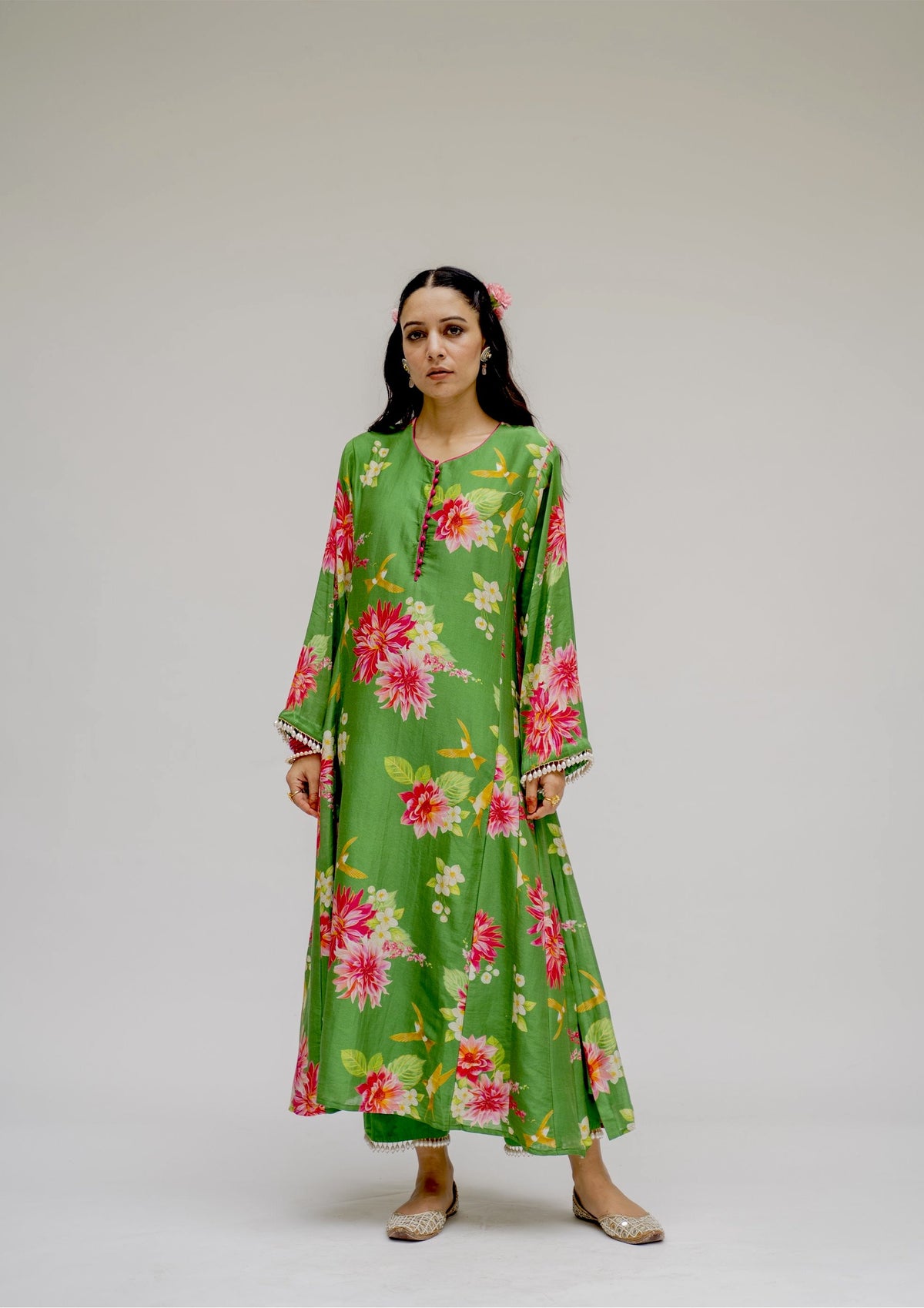 Niki Mehra in Baagh- Green Printed Suit - Set of 3