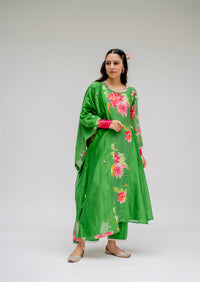 Baagh - Green Printed Panel Suit - Set of 3