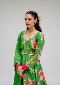 Baagh- Green Anarkali Suit - Set of 3