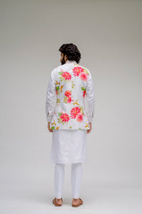 Siddharth Batra in Bagh- White Printed Nehru Jacket Set