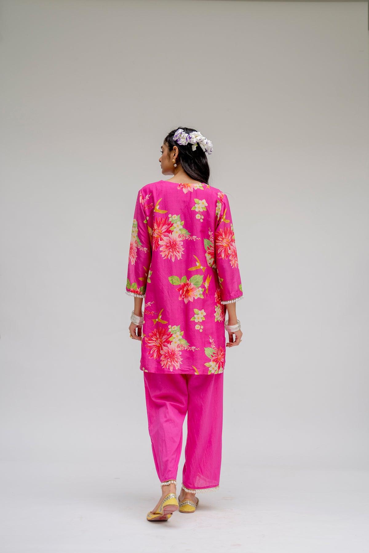 Baagh- Pink Printed Short Kurta - Set of 2