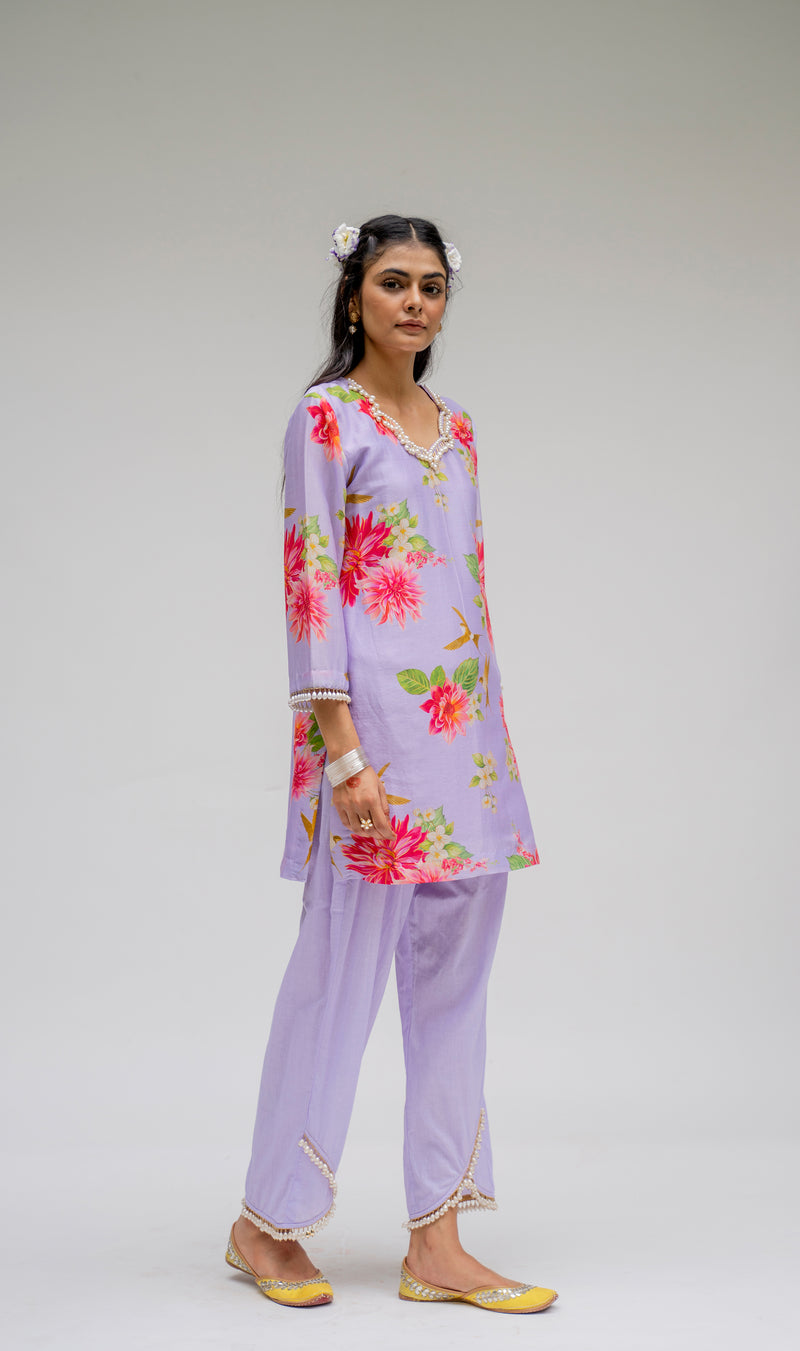 Baagh- Purple Short Kurta - Set of 2