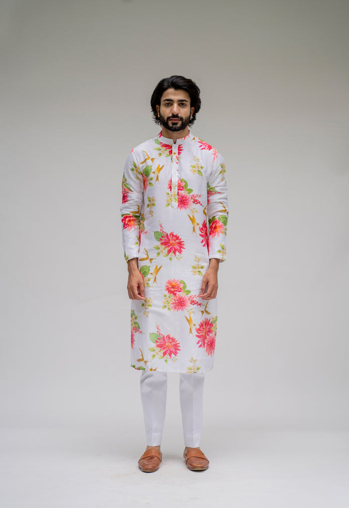 Bagh- White Printed Kurta Set