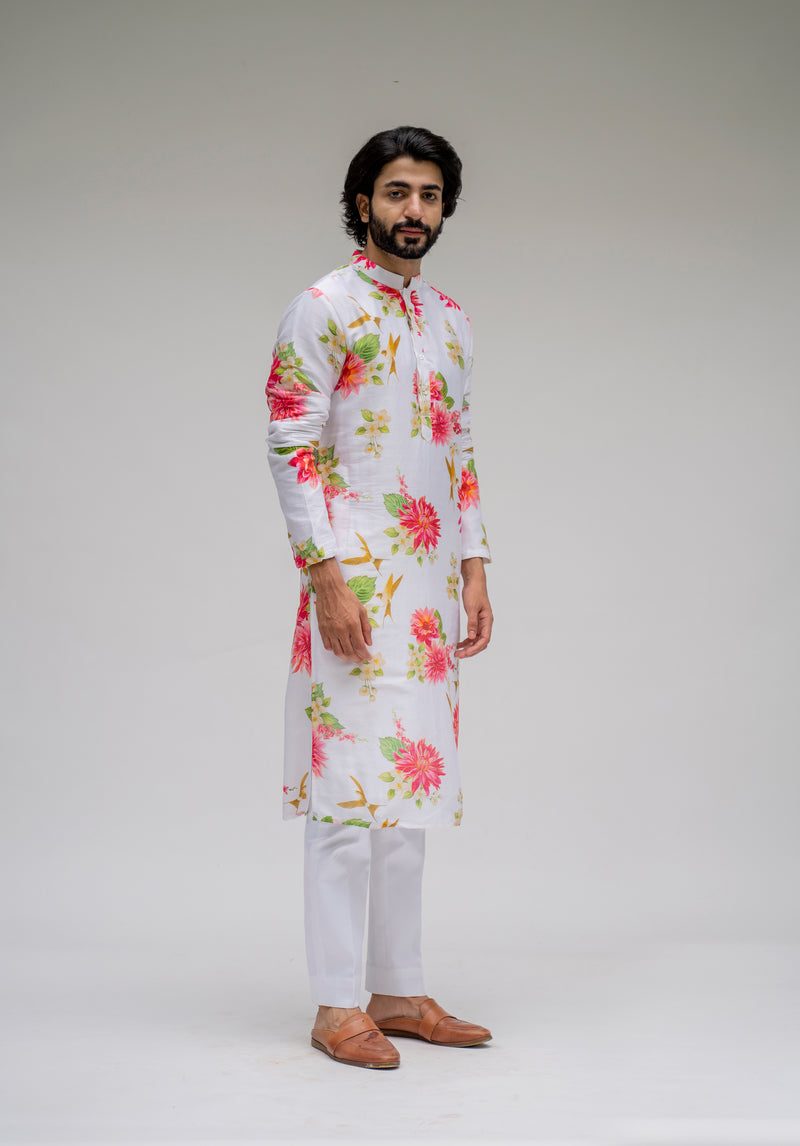 Bagh- White Printed Kurta Set