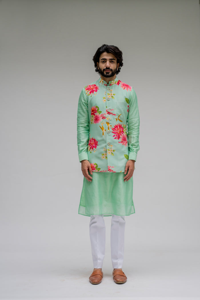 Bagh- Mint Nehru Jacket Set