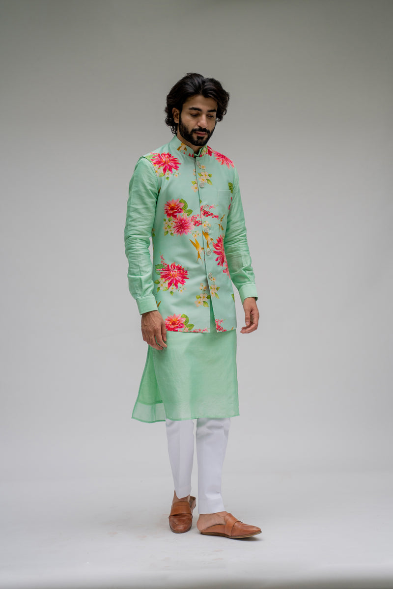 Bagh- Mint Nehru Jacket Set