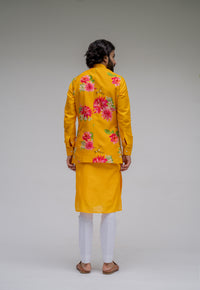 Bagh- Yellow Printed Nehru Jacket Set