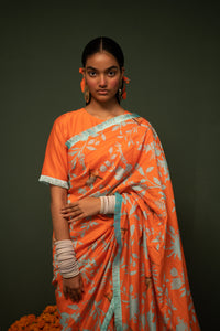 Masakali- Orange Printed Saree