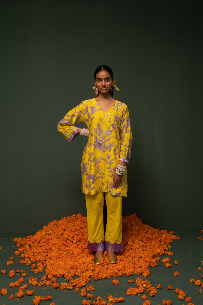 Masakali- Yellow Short Kurta  - Set of 2