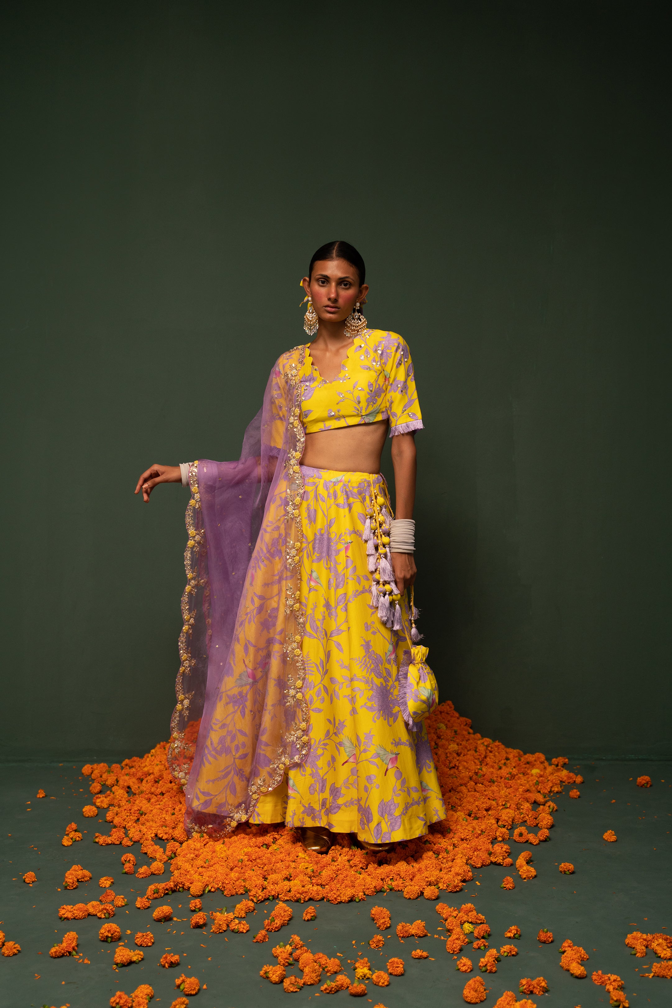 Multi Color Satin Tropical Print Lehenga Set - Payal & Zinal- Fabilicious  Fashion