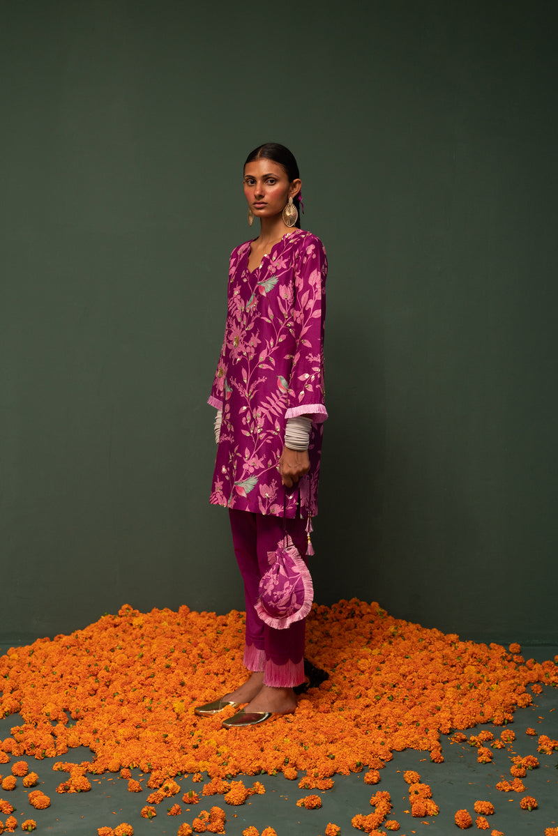 Masakali- Magenta Short Kurta  - Set of 2