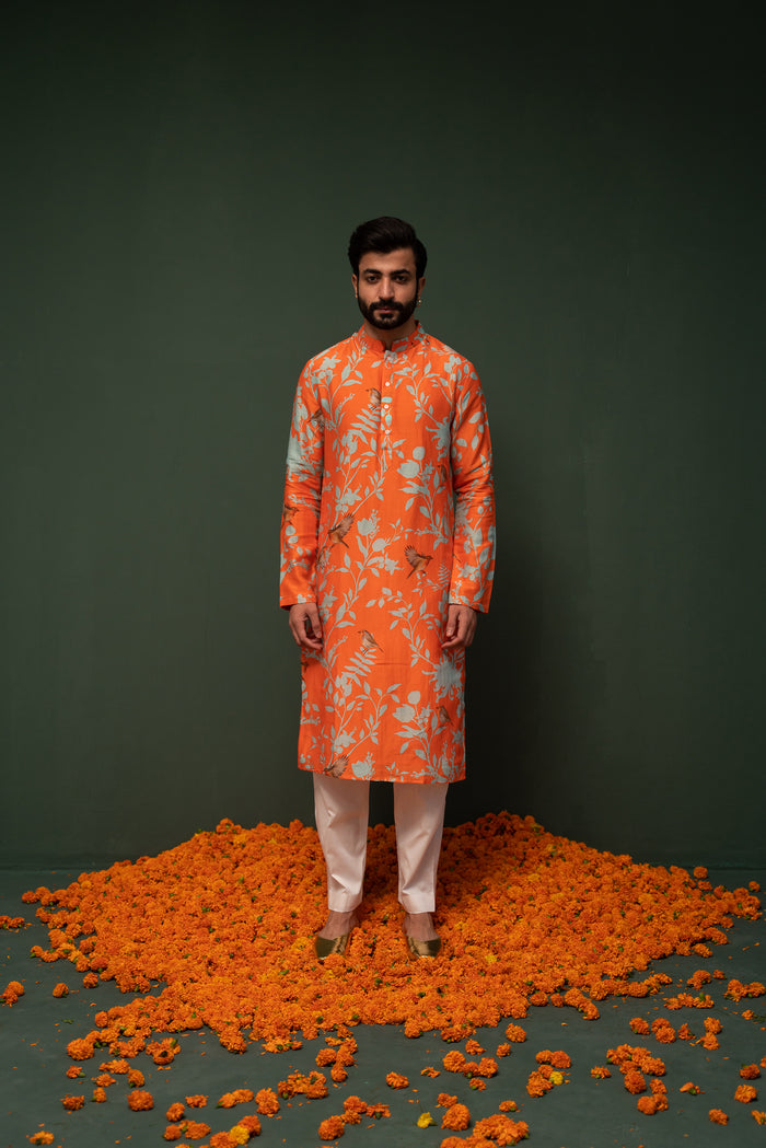 Masakali - Orange Printed Kurta - Set of 2