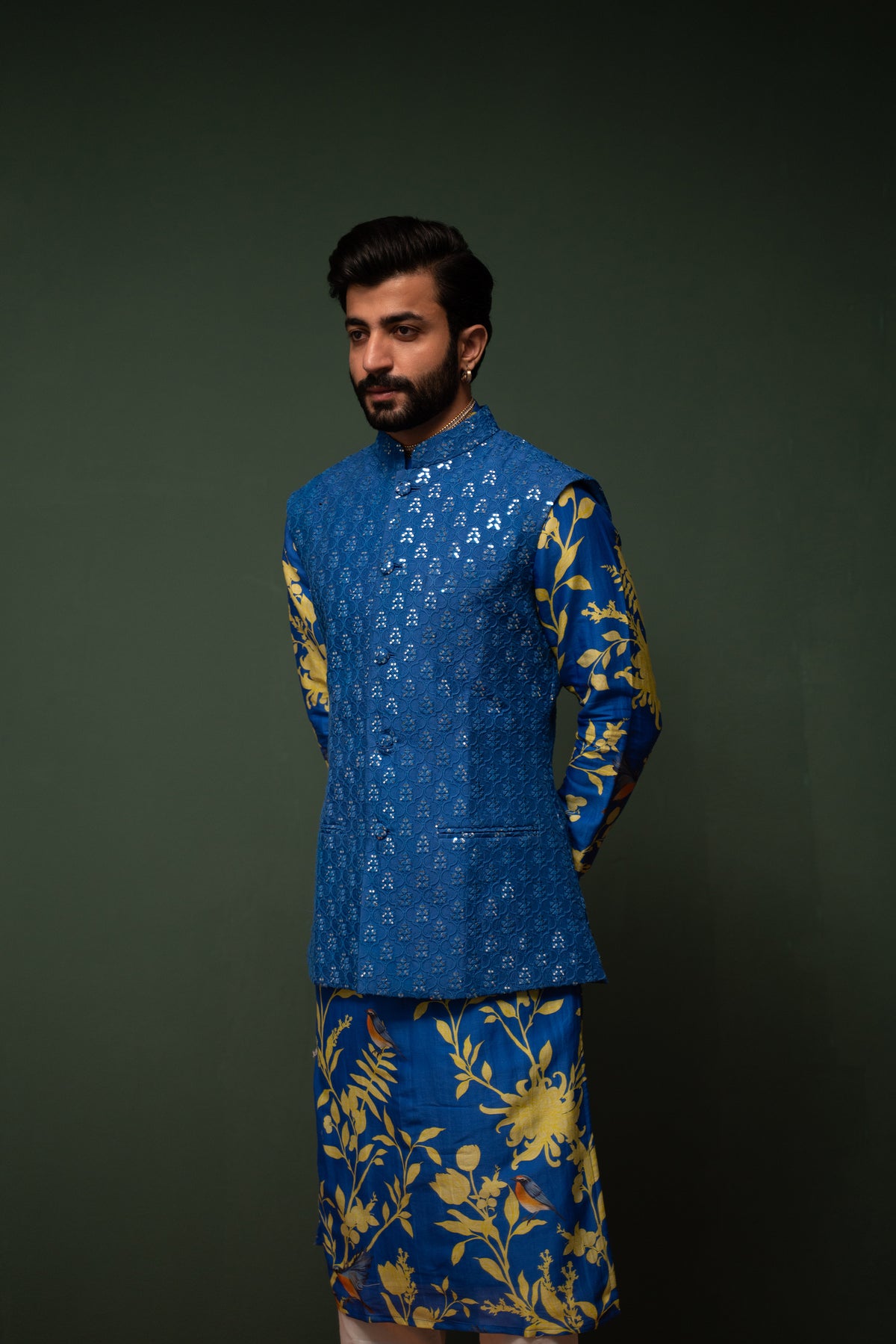 Masakali - Blue Embroidered Nehru Jacket - Set of 3