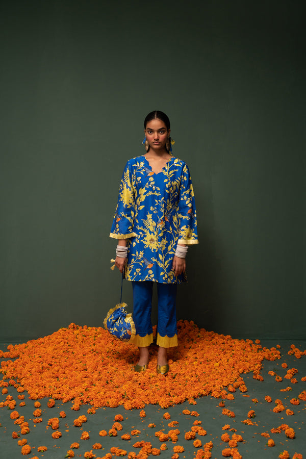 House of Misu in Masakali- Blue Short Kurta  - Set of 2