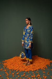 Dhriti Mehra in Masakali- Blue Short Kurta  - Set of 2