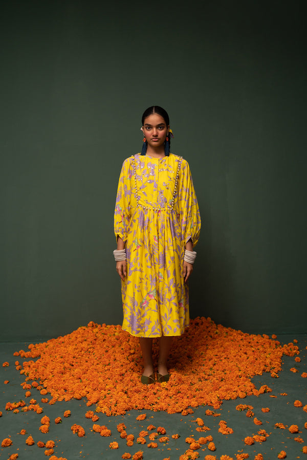 Monalisha Mahapatra in Masakali- Yellow Embroidered Dress