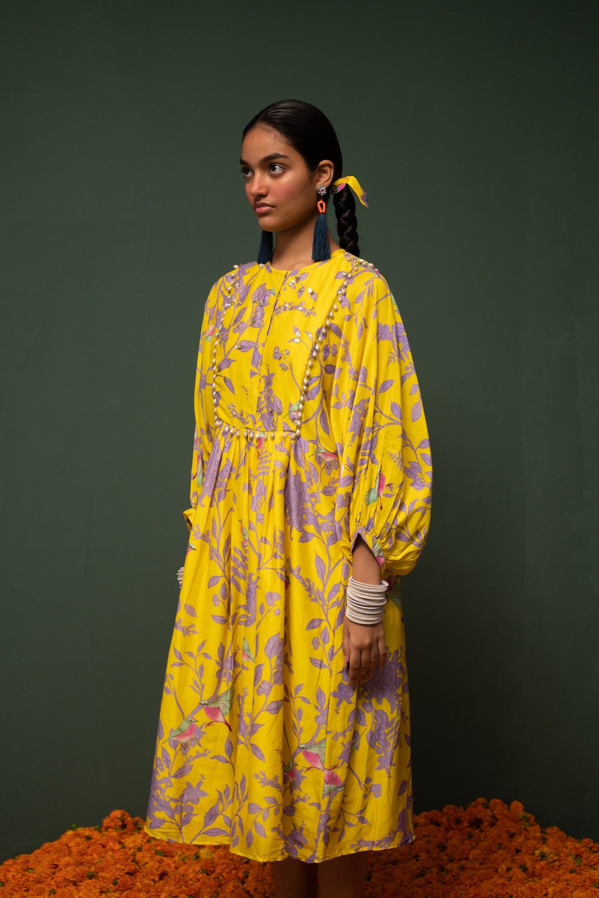 Monalisha Mahapatra in Masakali- Yellow Embroidered Dress