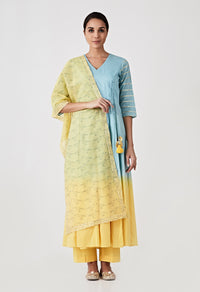 Ombre Angarkha Set - Blue & Yellow