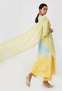 Ombre Angarkha Set - Blue & Yellow