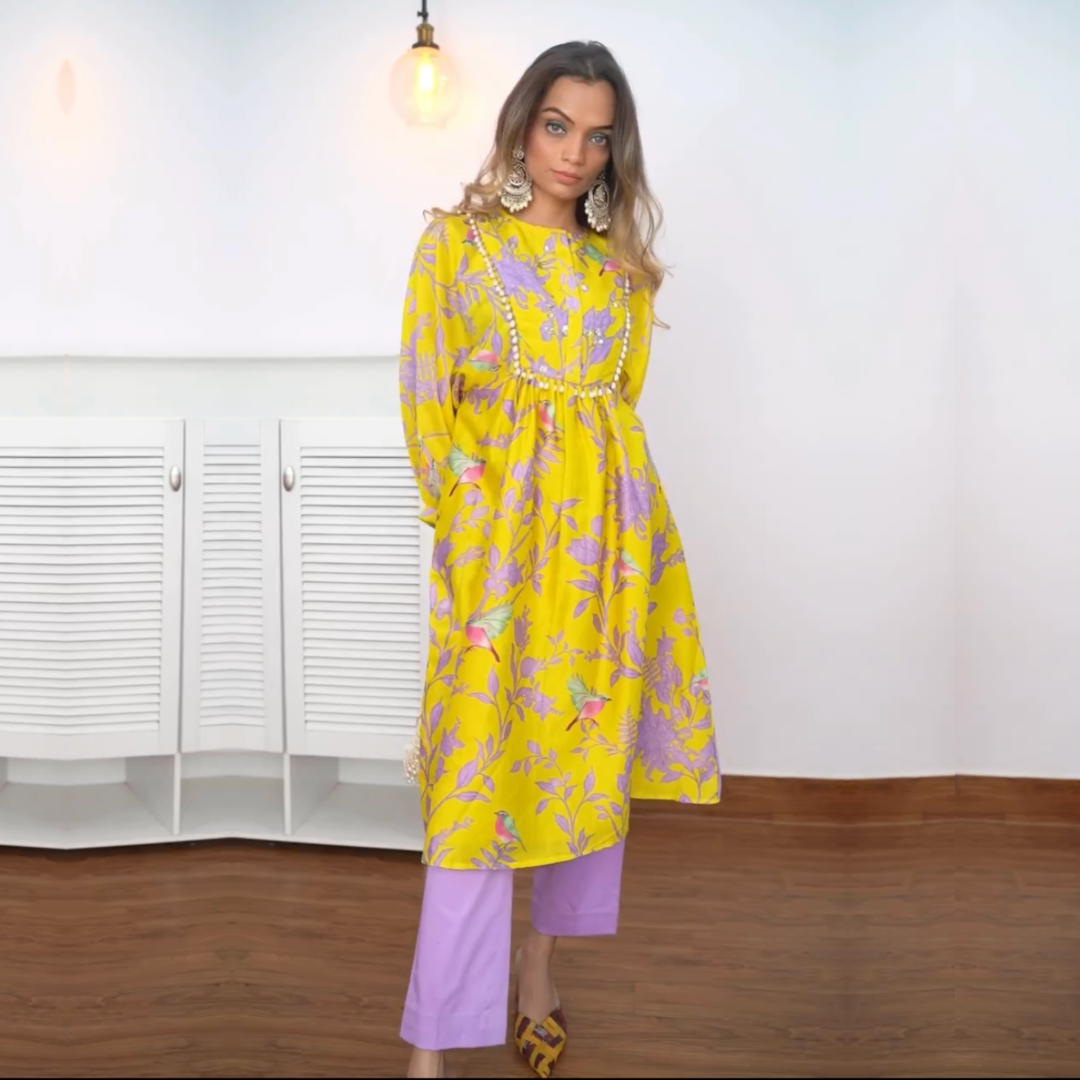 Monalisha Mahapatra in Masakali- Yellow Embroidered Dress