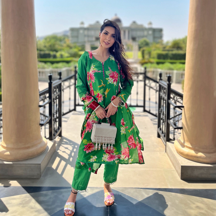 Niki Mehra in Baagh- Green Printed Suit - Set of 3