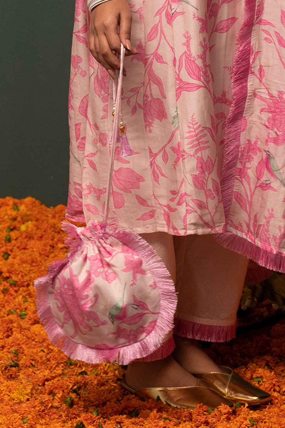 Masakali- Pink Printed Potli Bag