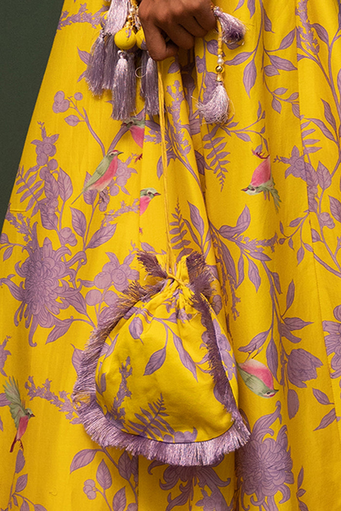 Masakali- Yellow Printed Potli Bag